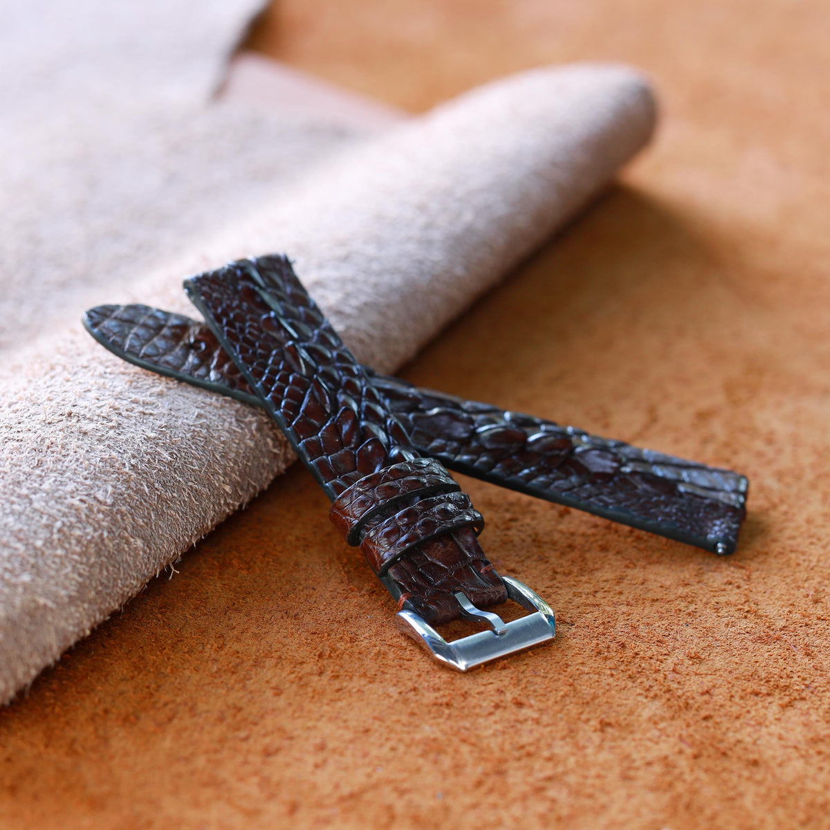 brown alligator leather watch strap – photo 2