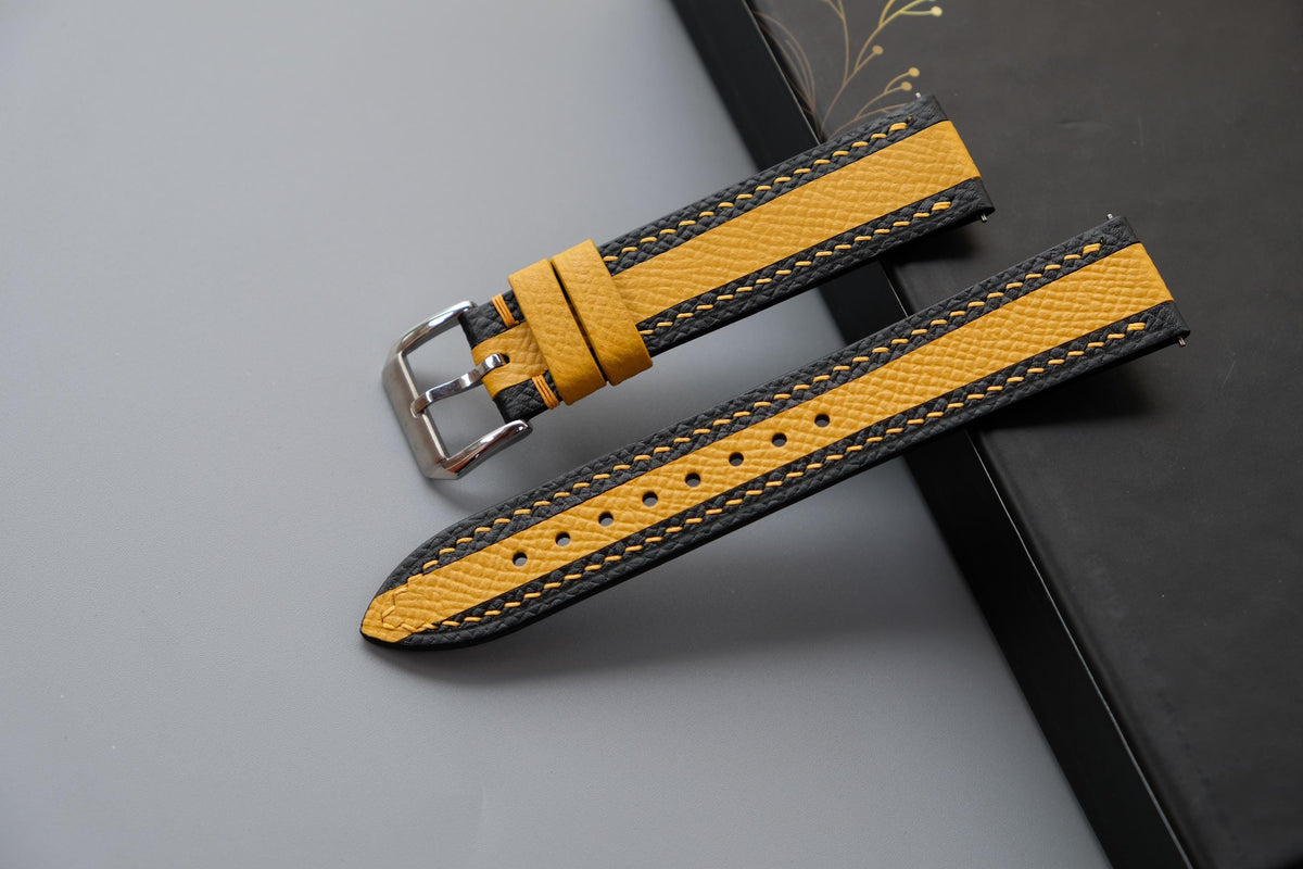 black & yellow epsom leather watch strap – photo 2