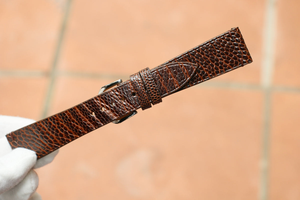 coffee brown ostrich leather watch strap – photo 2