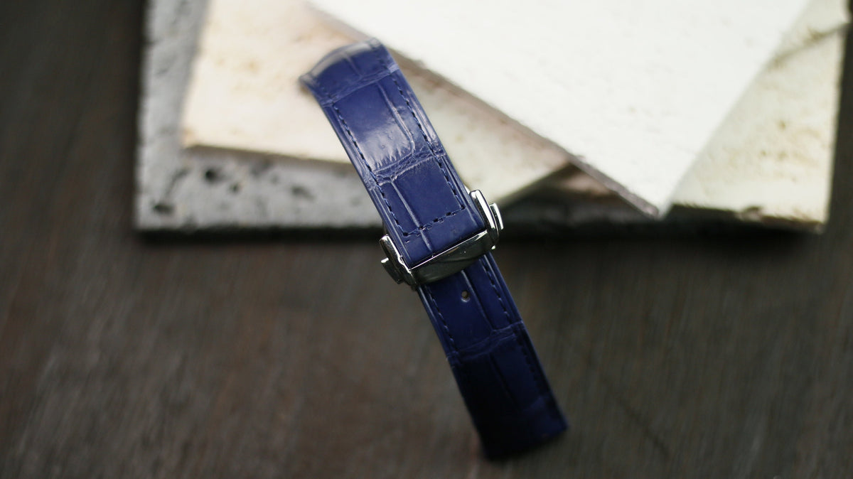 navy blue alligator leather watch strap – photo 2