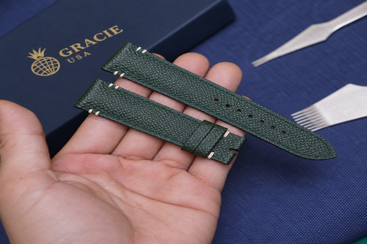 dark green epsom leather watch strap – photo 2