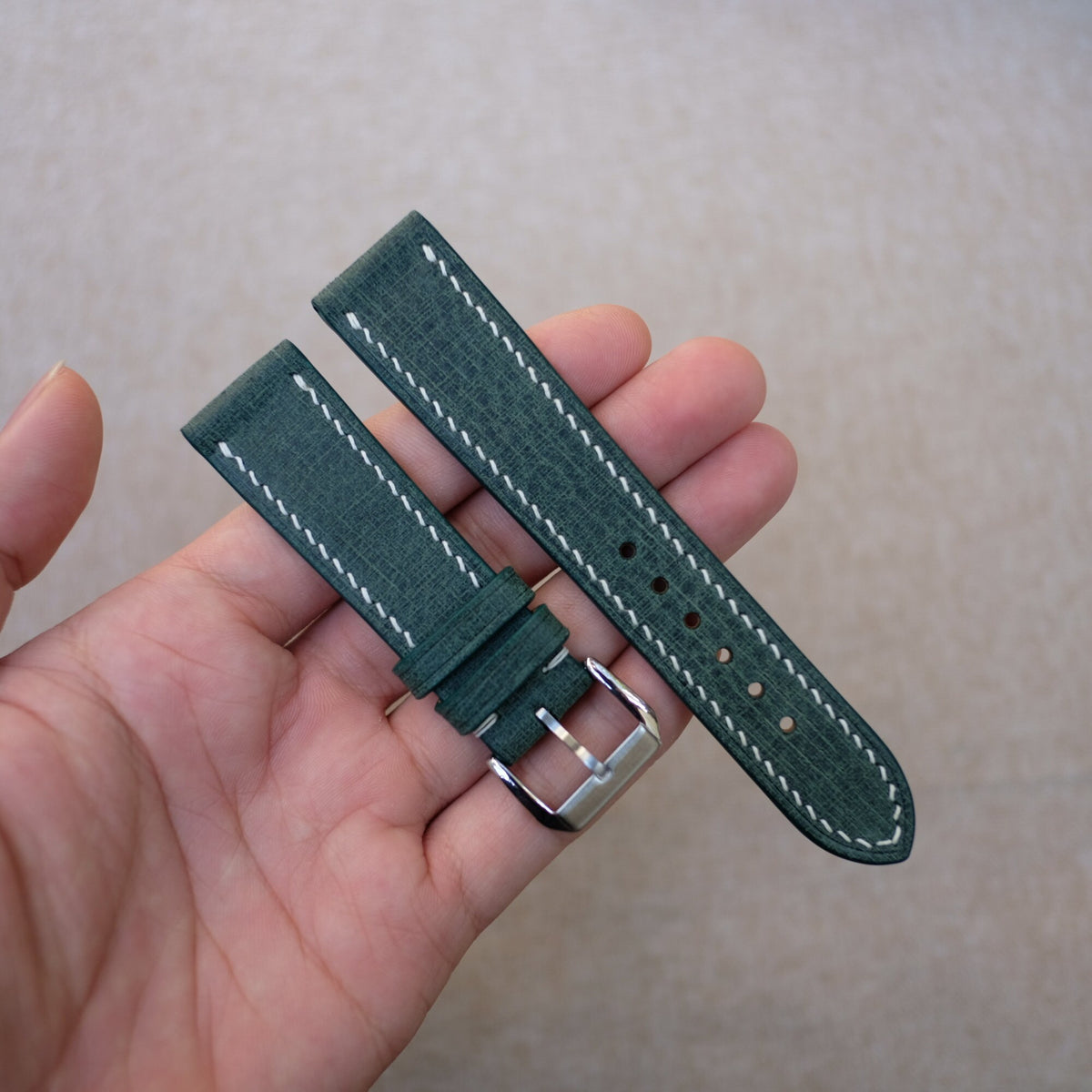dark green babele leather watch strap – photo 2