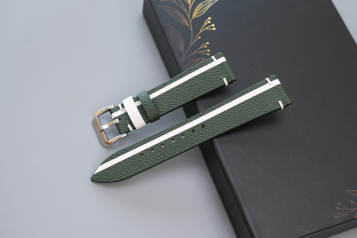green & white epsom leather watch strap – photo 2