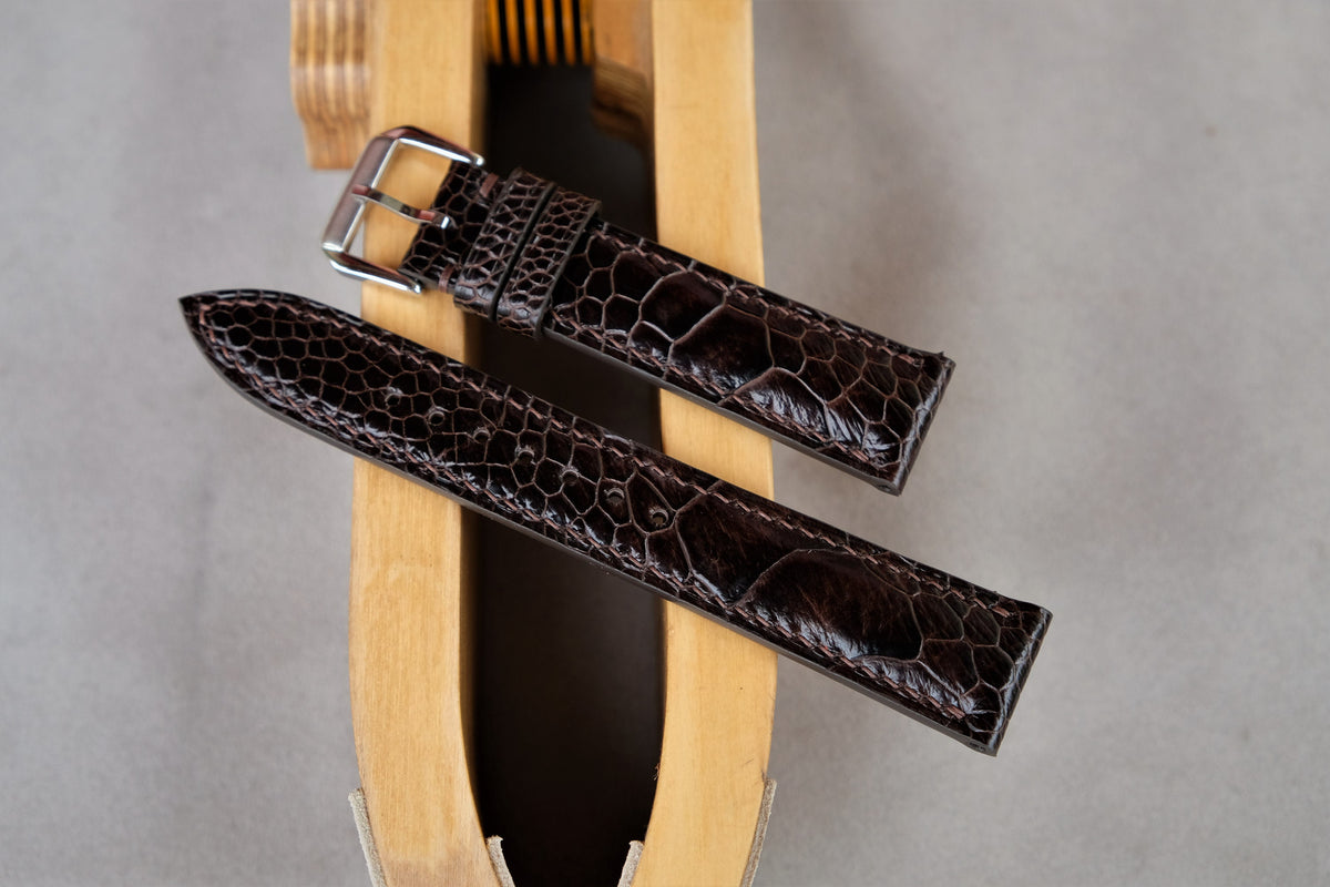 chocolate ostrich leather watch strap – photo 2