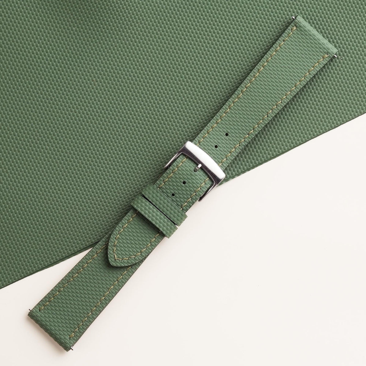 moss sailcloth rubber leather watch strap – photo 2
