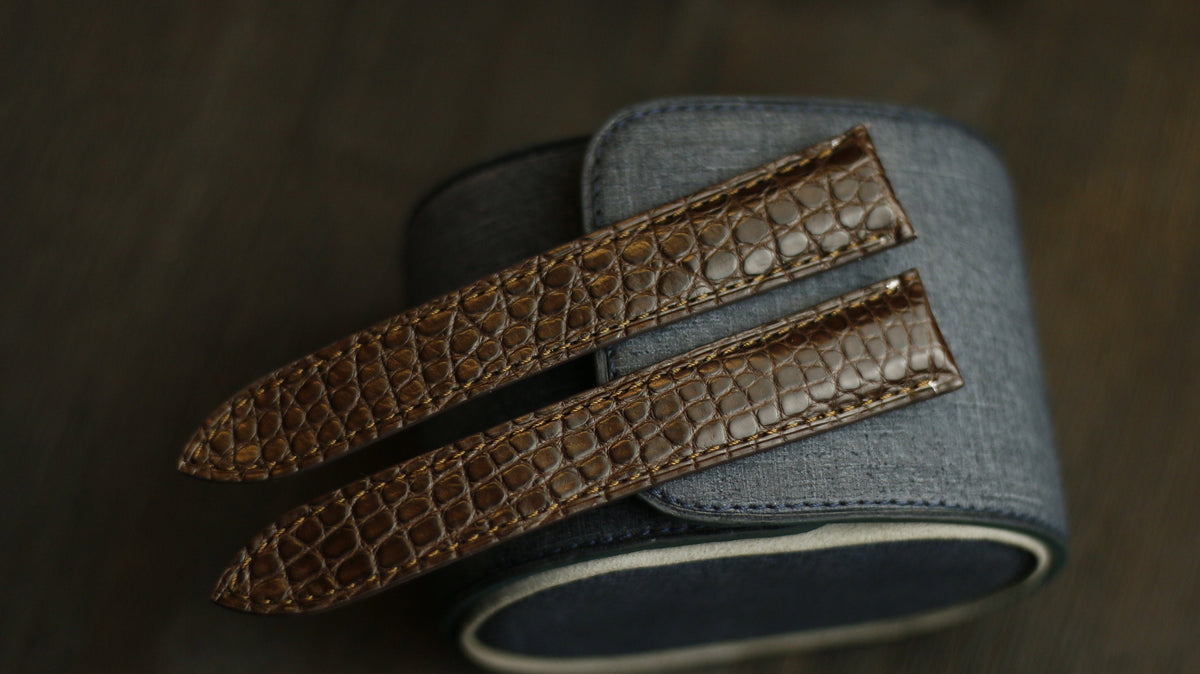 chocolate alligator leather watch strap – photo 2