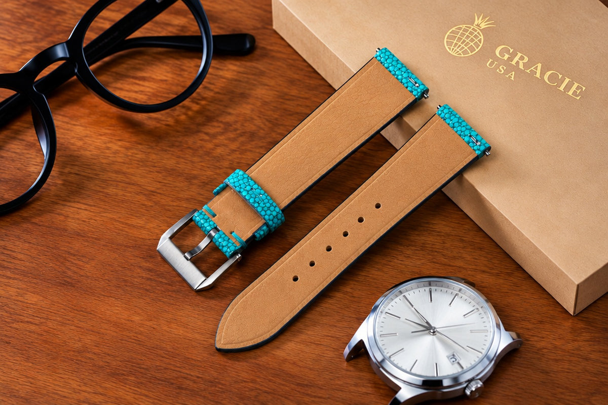 turquoise stingray leather watch strap – photo 2