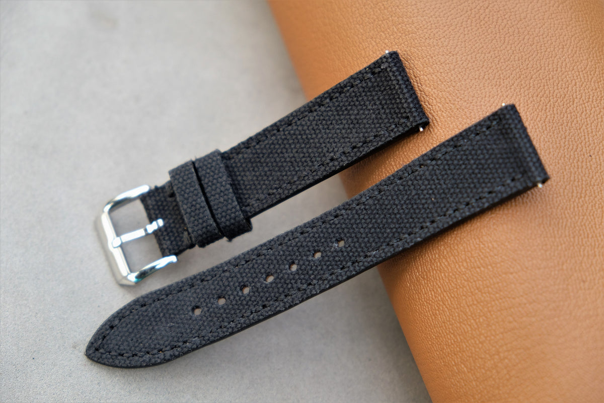 black canvas leather watch strap – photo 2