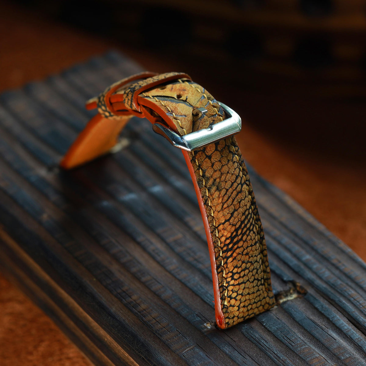 brown ostrich leg leather watch strap – photo 2