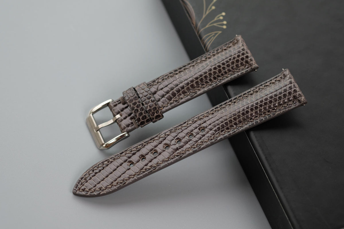 dark gray lizard leather watch strap – photo 2