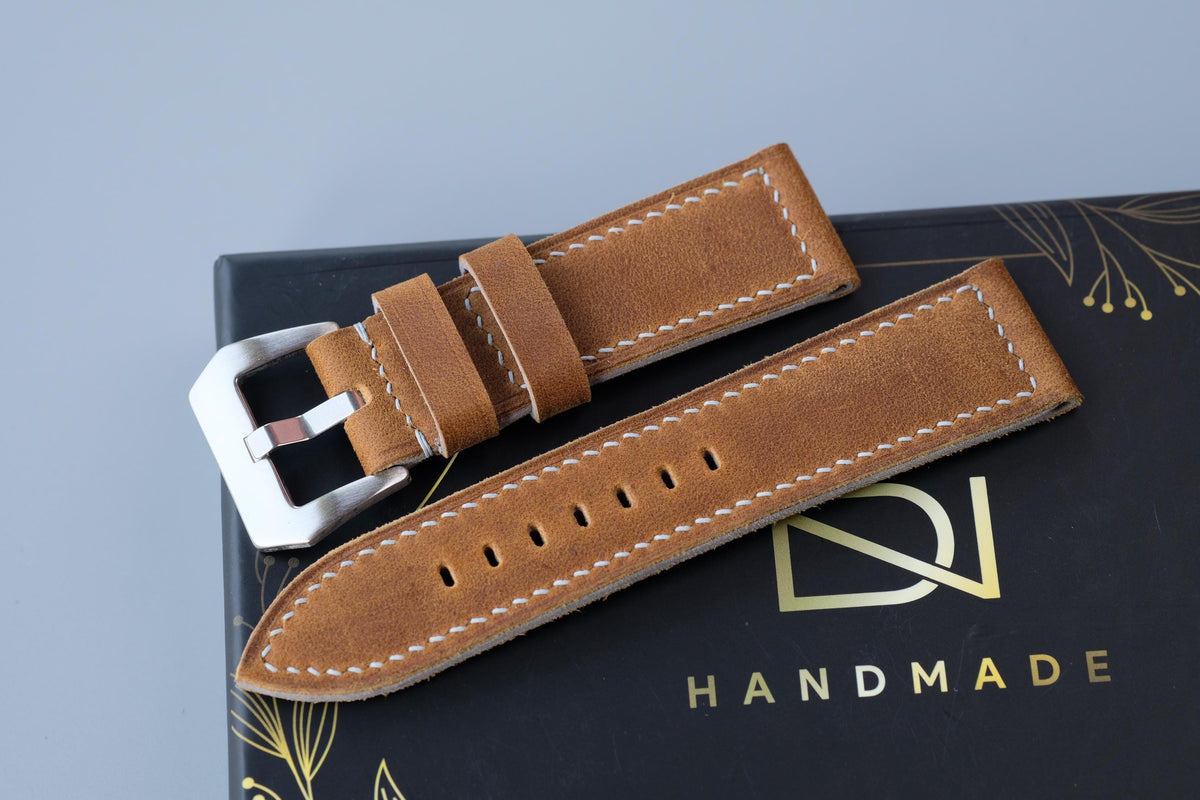 brown waxed leather watch strap – photo 3