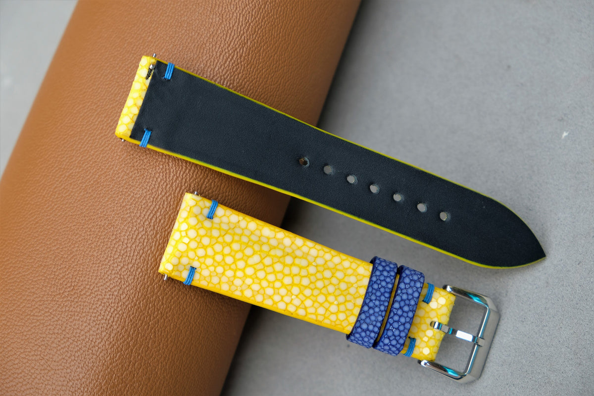 yellow stingray leather watch strap – photo 3