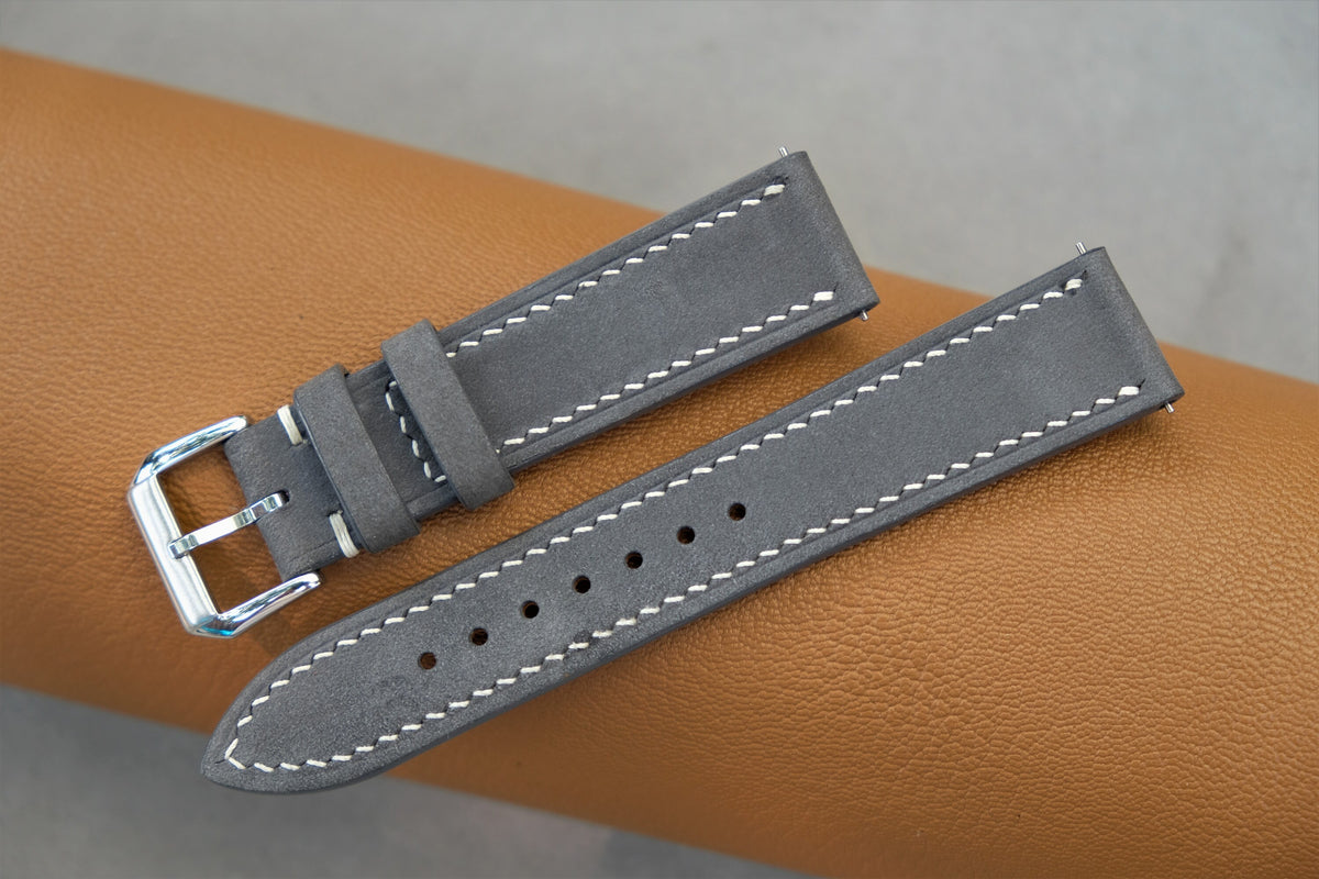 gray nubuck leather watch strap – photo 3