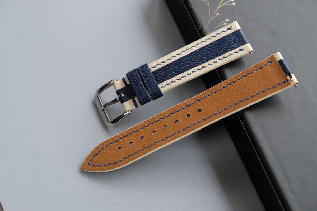 white & navy epsom leather watch strap – photo 3