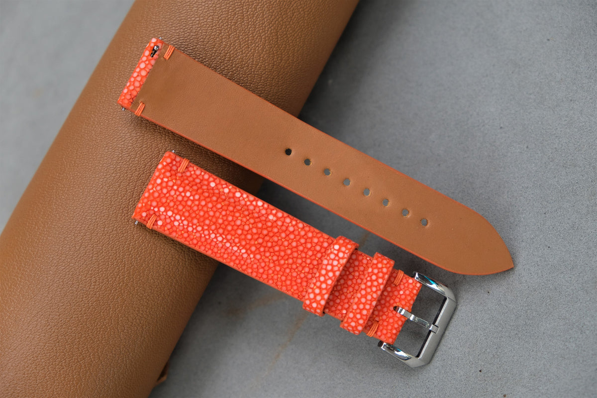 orange stingray leather watch strap – photo 3