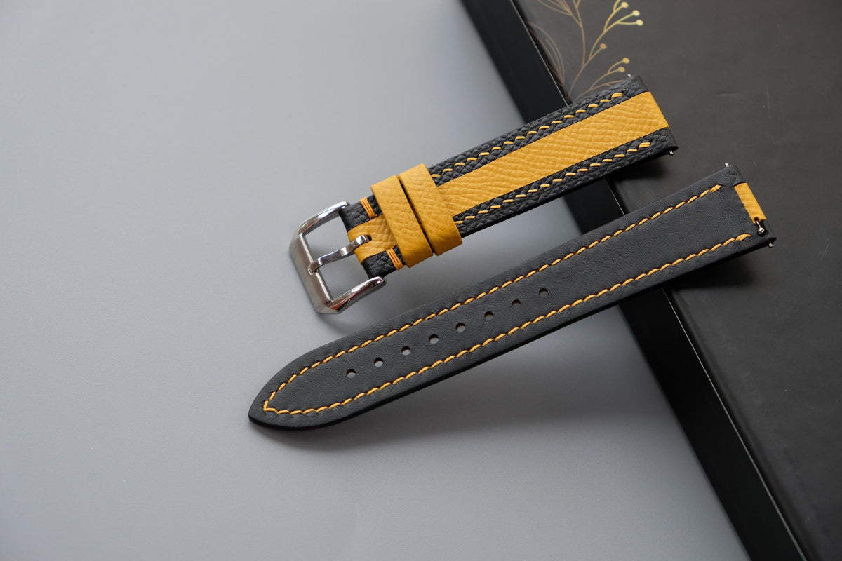 black & yellow epsom leather watch strap – photo 3