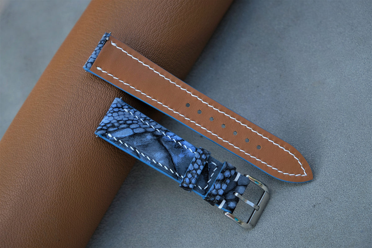 light blue ostrich leather watch strap – photo 3