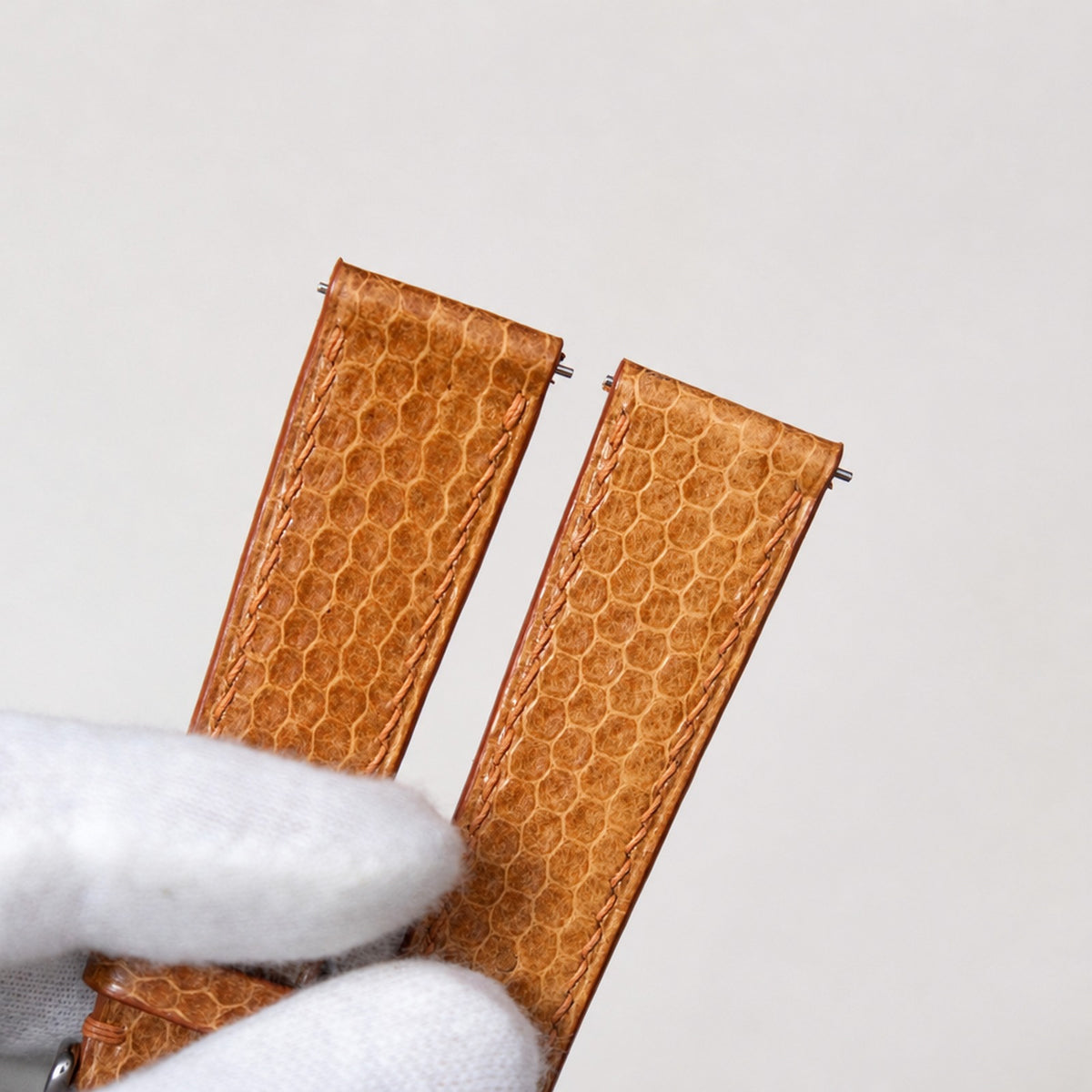 honey brown sea snake leather watch strap – photo 3