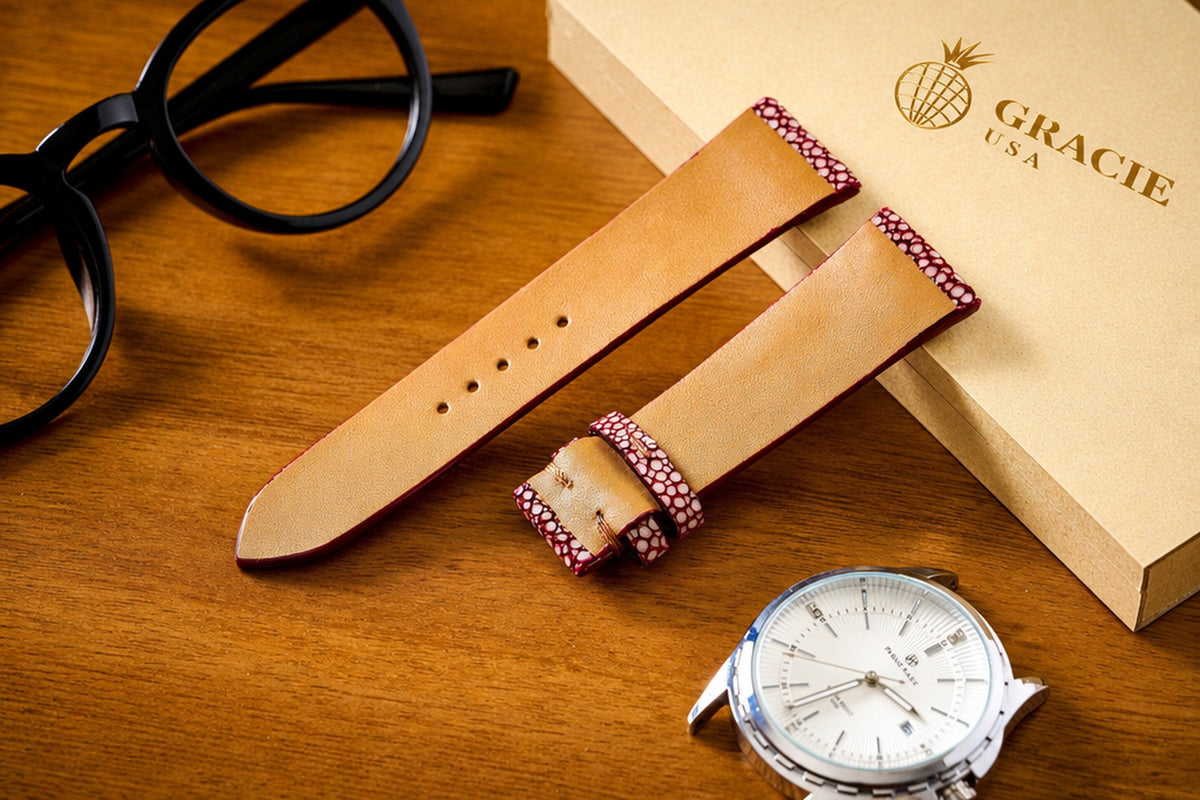 red stingray leather watch strap – photo 2
