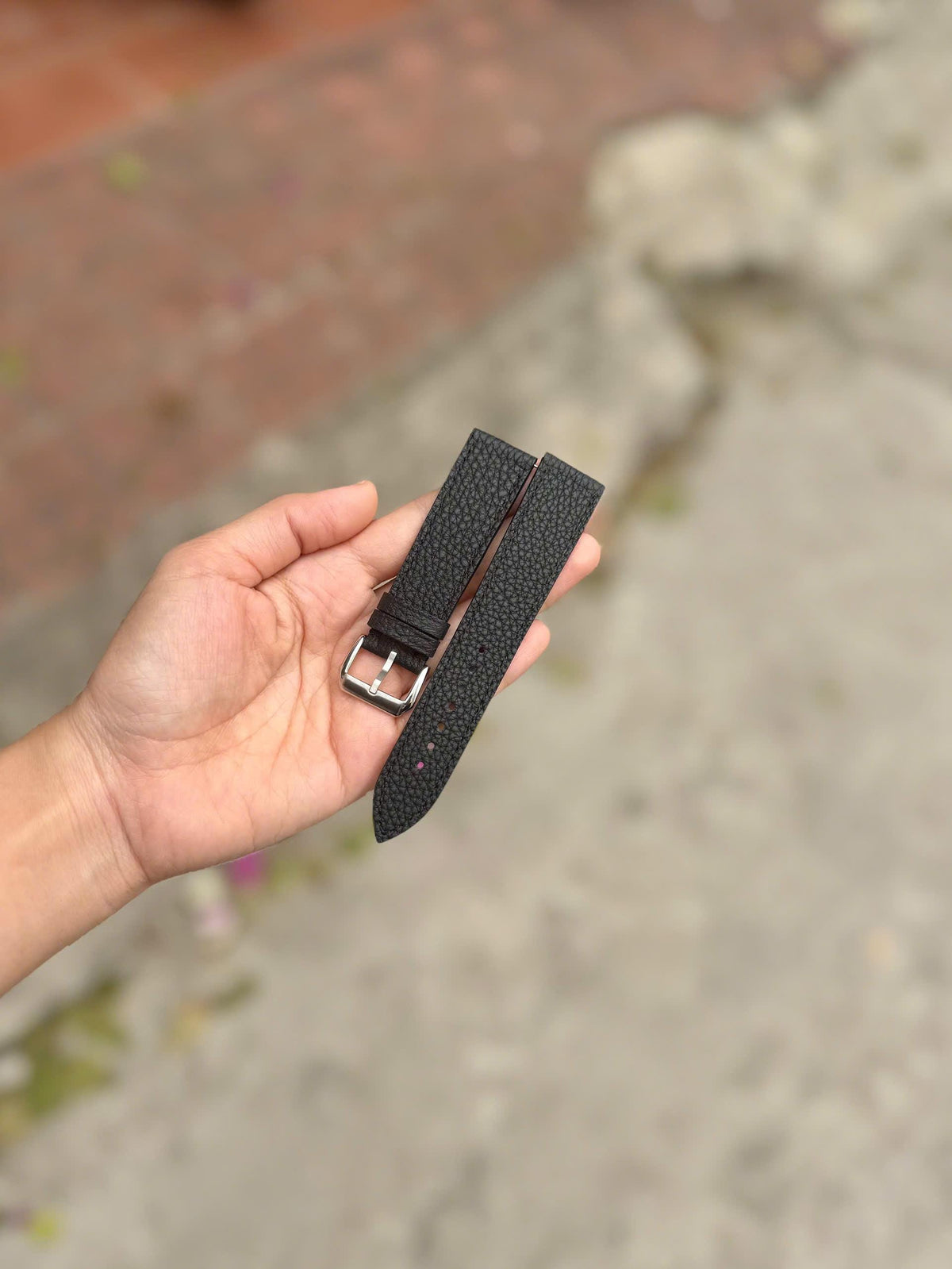 black togo leather watch strap – photo 3
