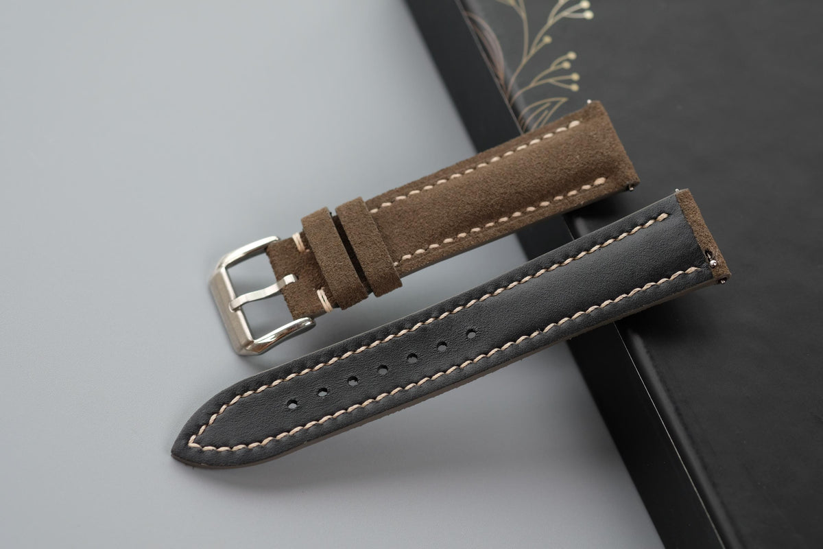 gray suede leather watch strap – photo 3