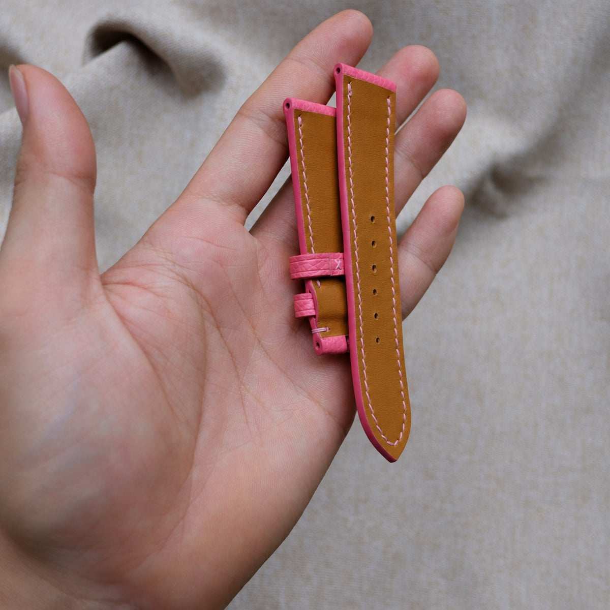 pink epsom leather watch strap – photo 3