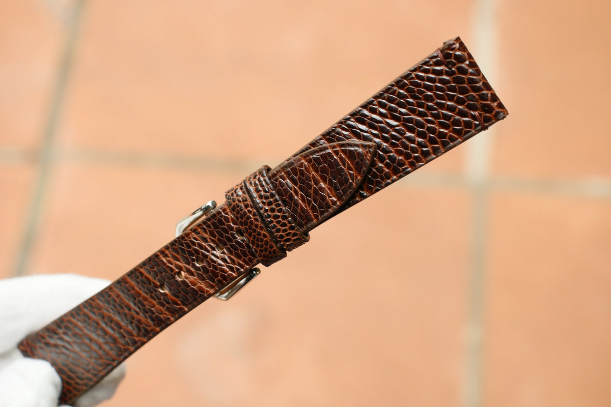 coffee brown ostrich leather watch strap – photo 3