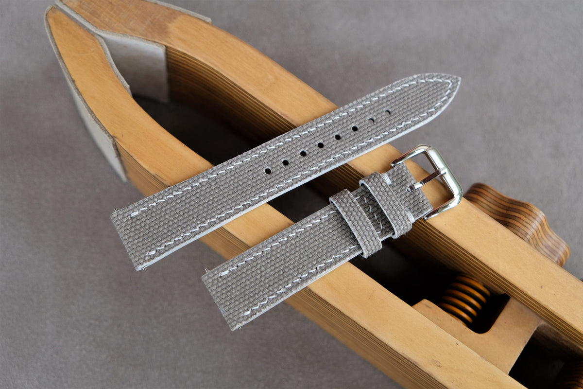 gray canvas leather watch strap – photo 3