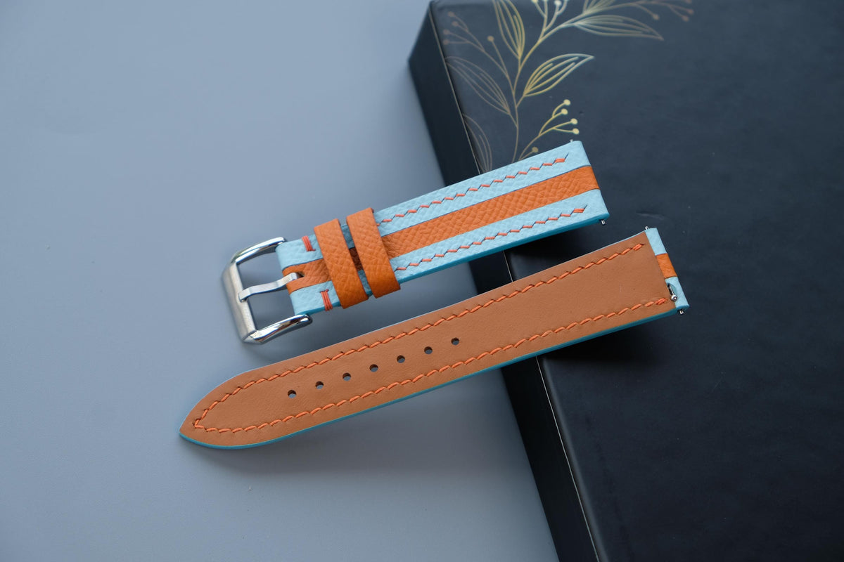 blue & orange epsom leather watch strap – photo 3
