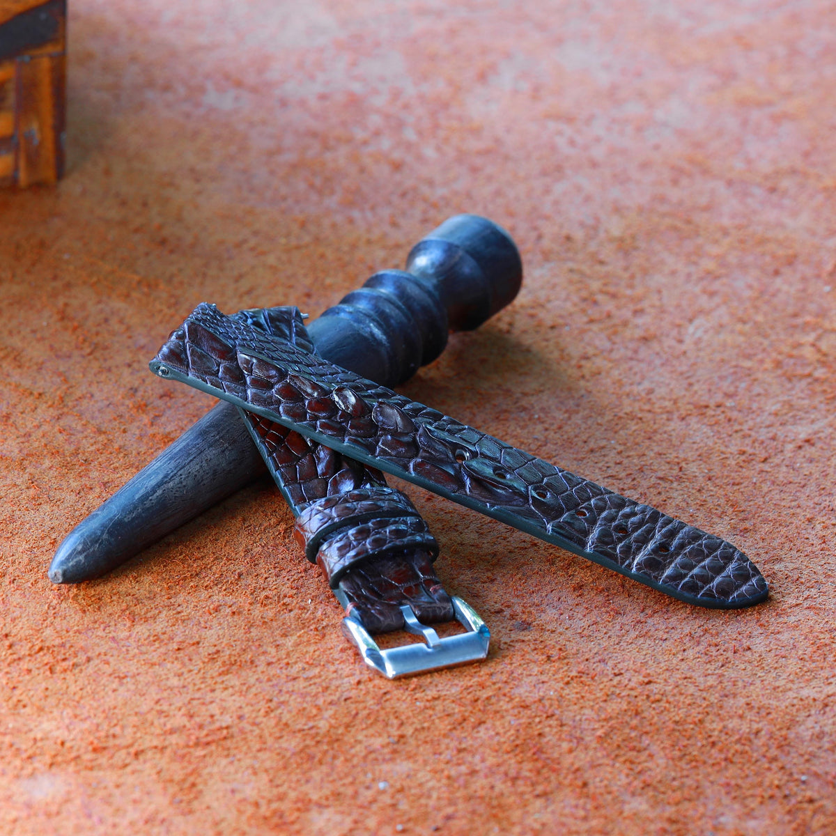 brown alligator leather watch strap – photo 3