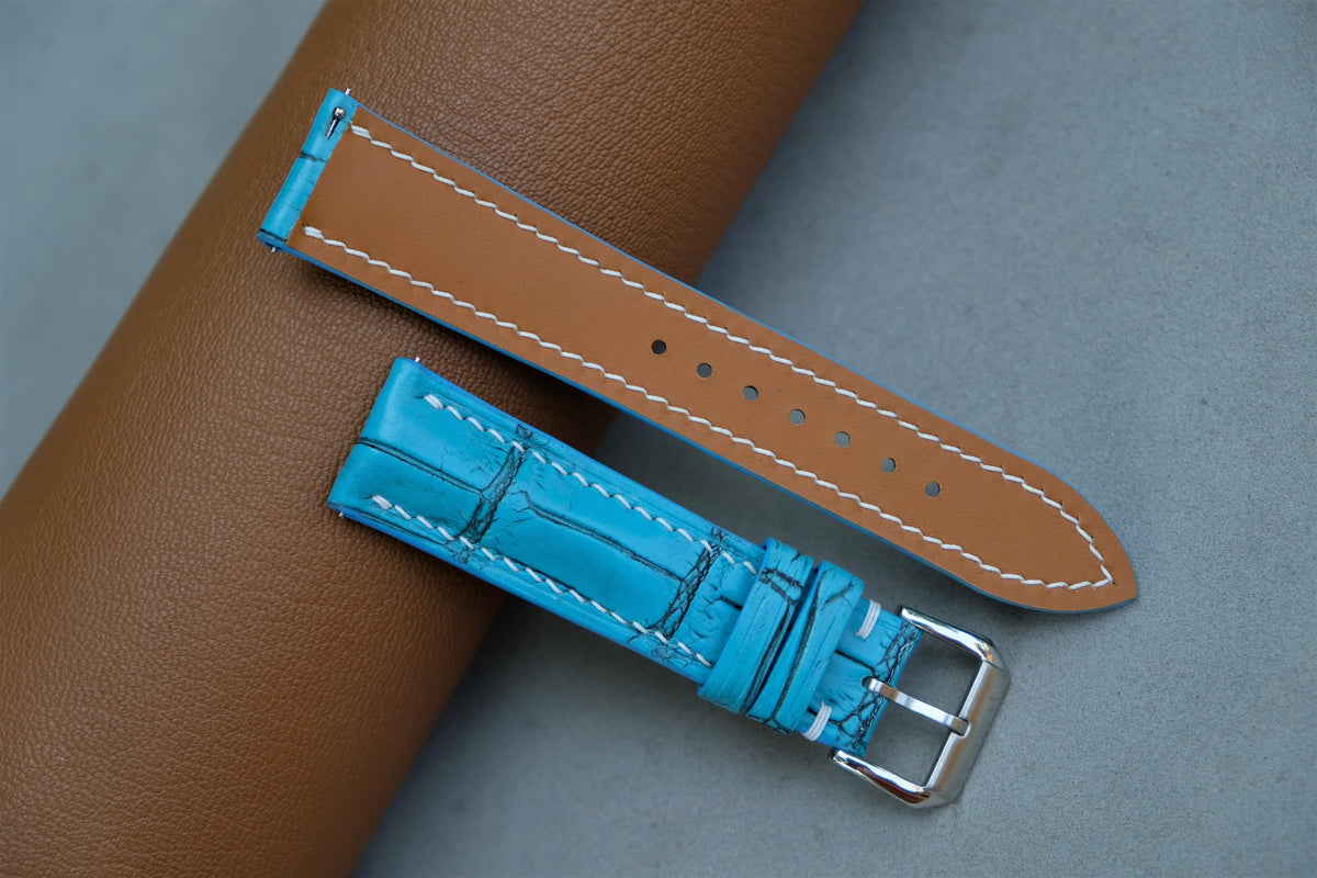 turquoise alligator leather watch strap – photo 3