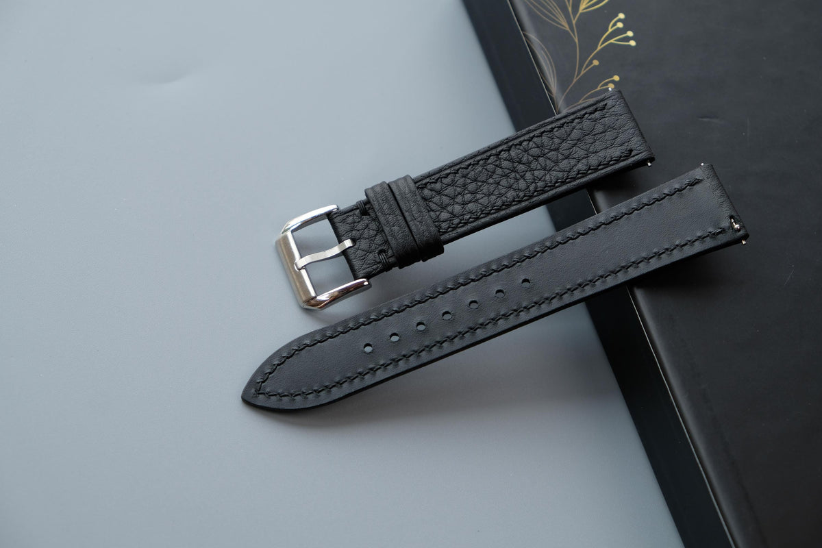 black togo leather watch strap – photo 3