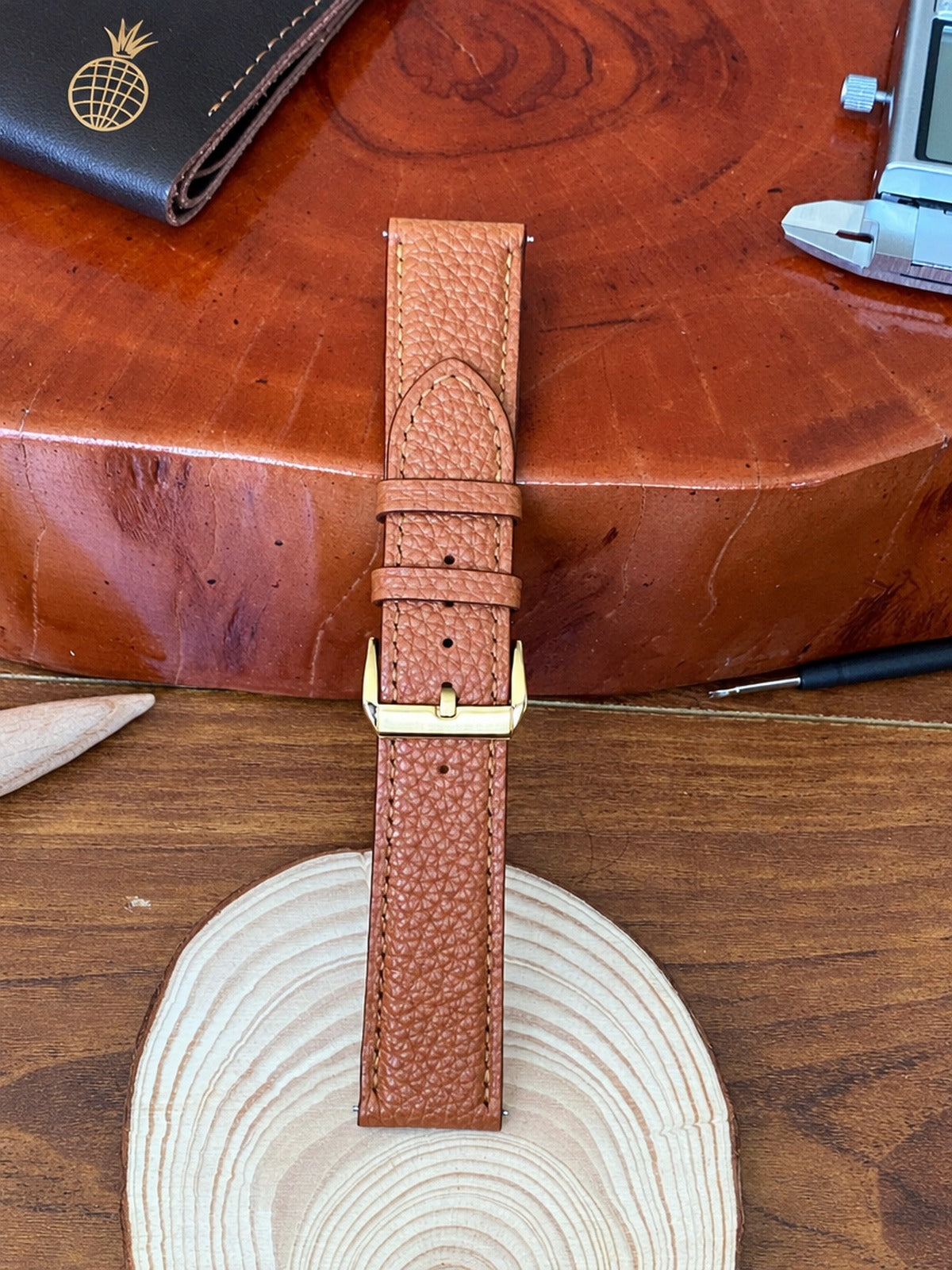 camel togo leather watch strap – photo 3