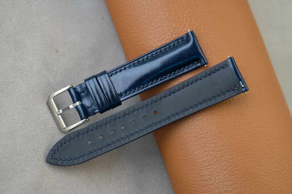 blue shell cordovan leather watch strap – photo 3
