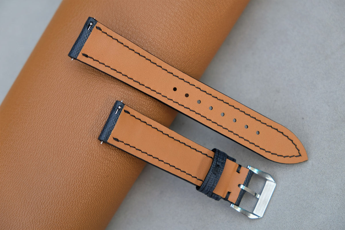 dark blue saffiano leather watch strap – photo 3
