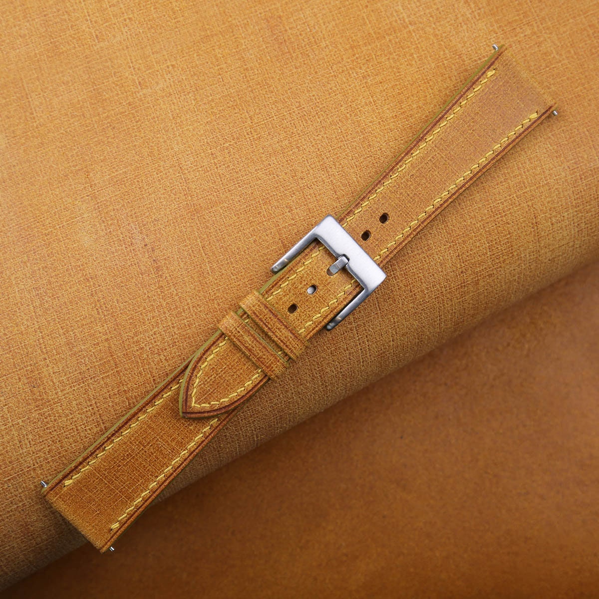 whiskey & golden babele leather watch strap – photo 3