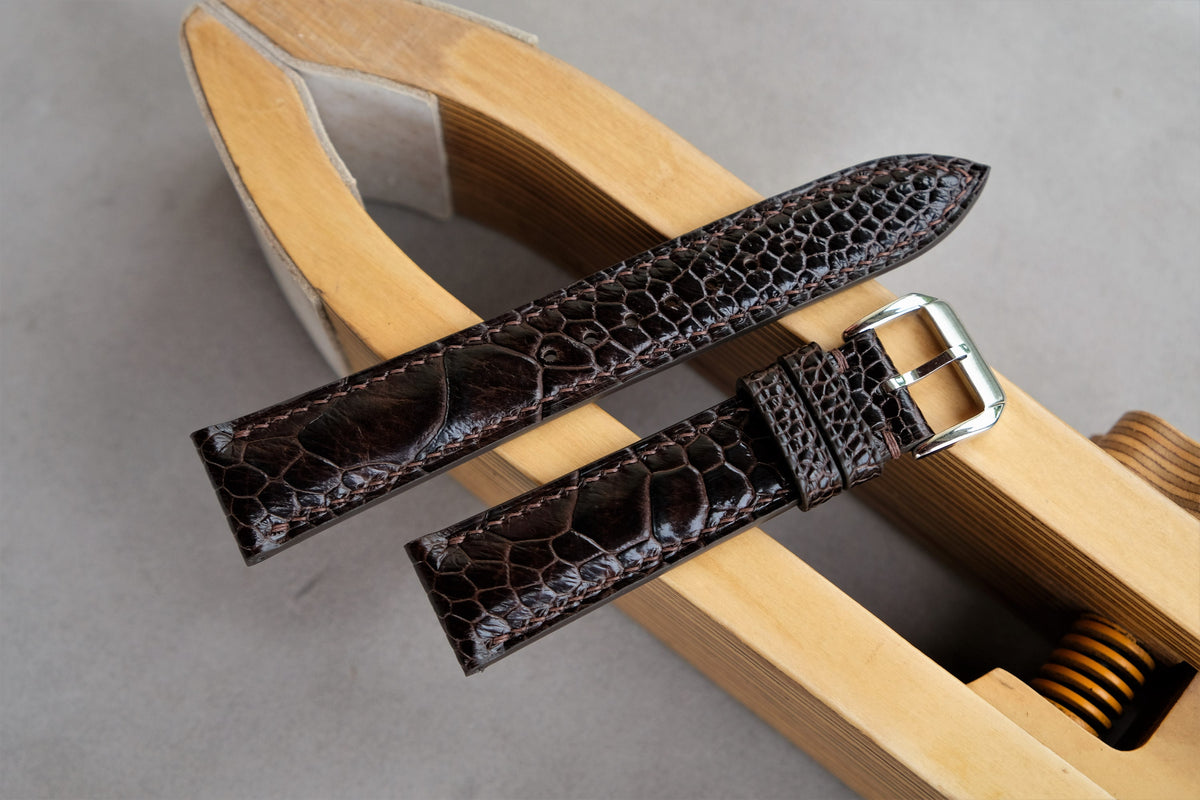 chocolate ostrich leather watch strap – photo 3