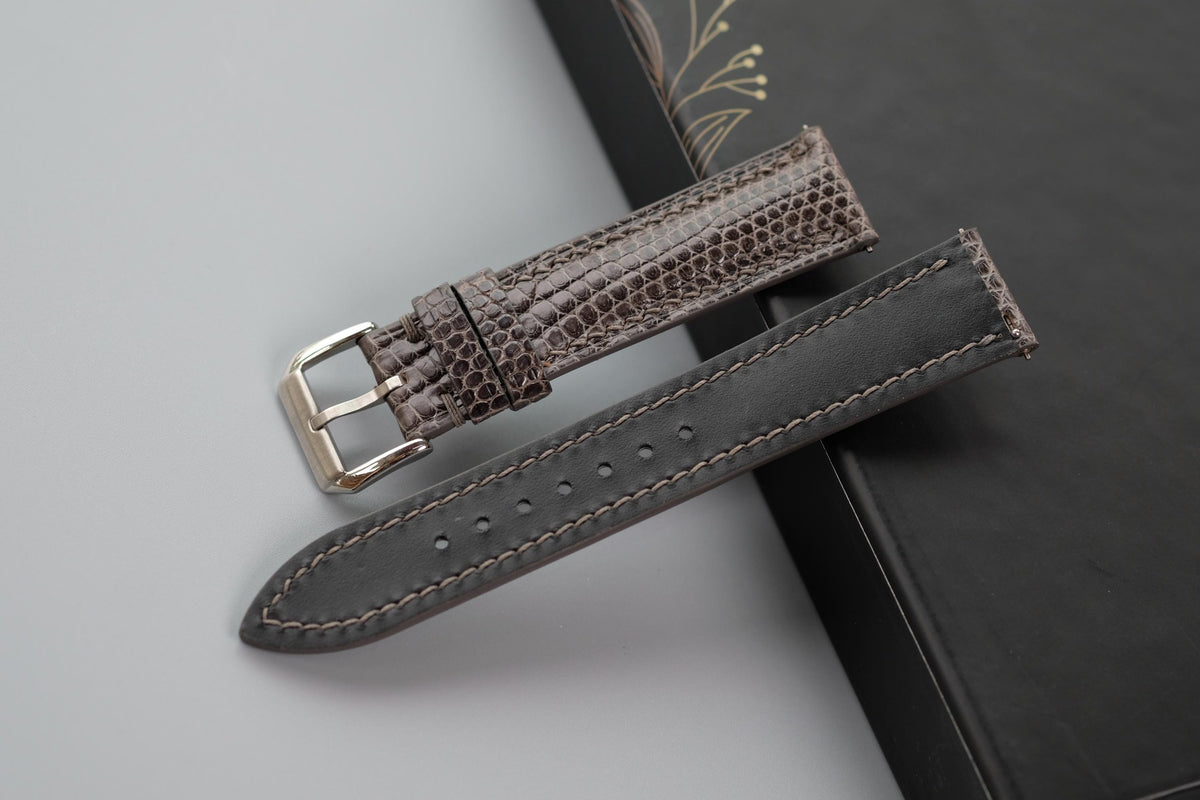 dark gray lizard leather watch strap – photo 3