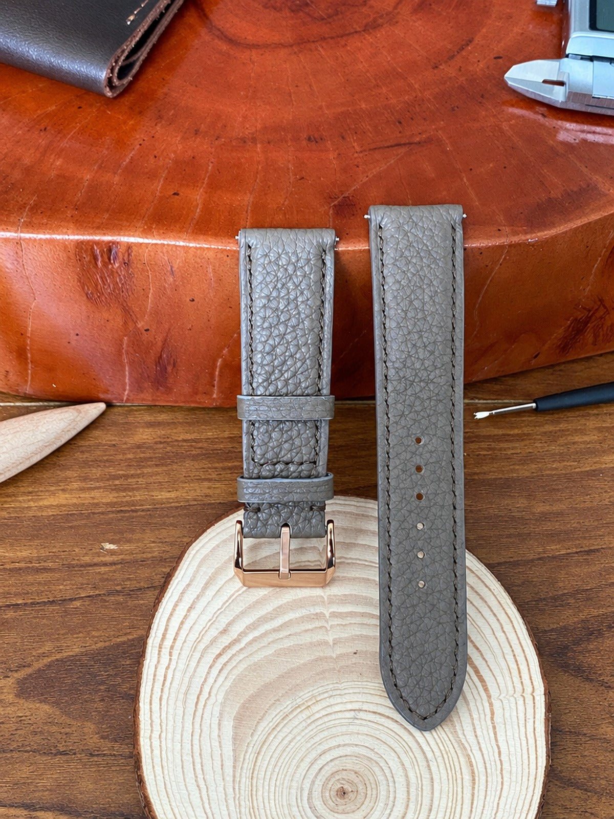 grey togo leather watch strap – photo 4