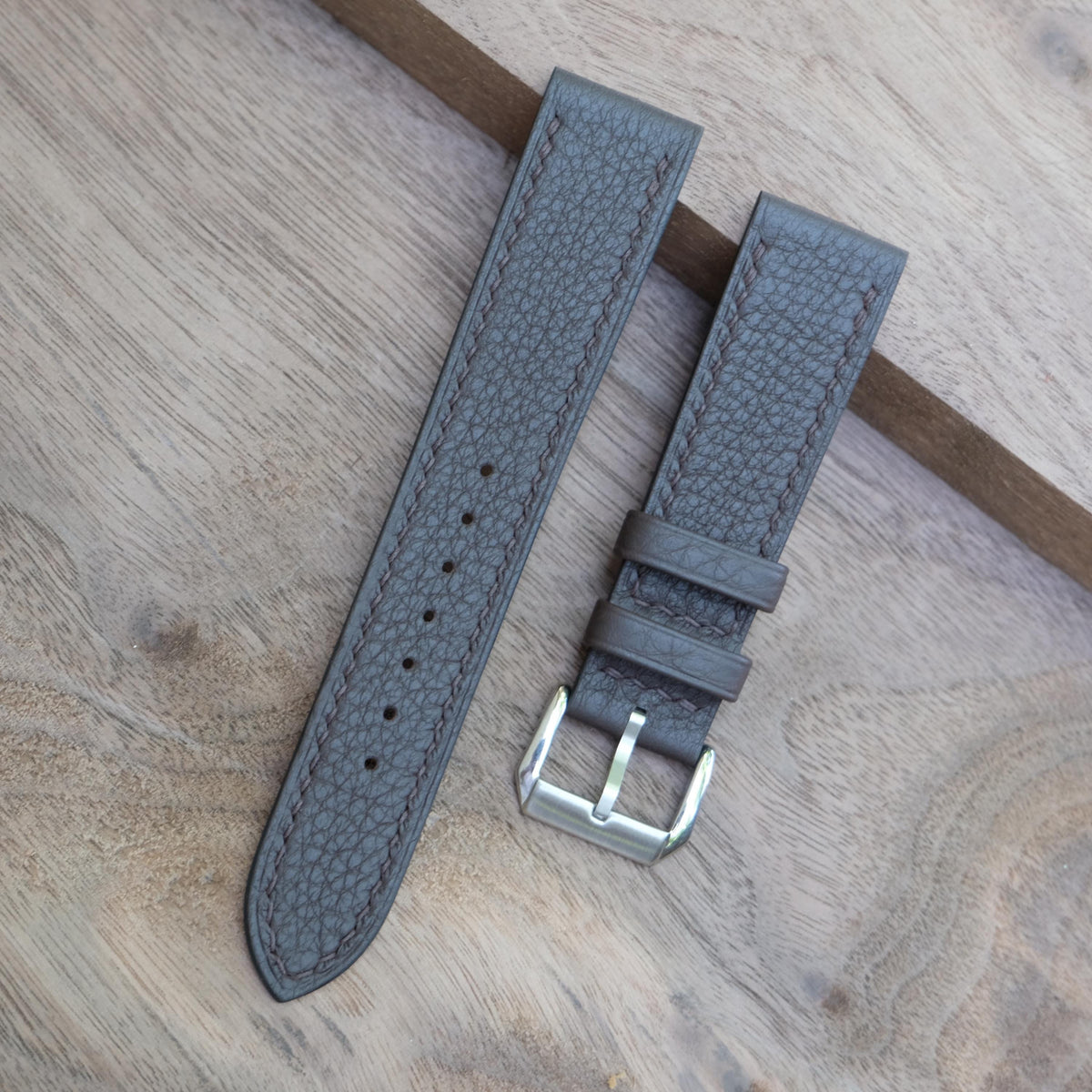 chocolate brown togo leather watch strap – photo 4