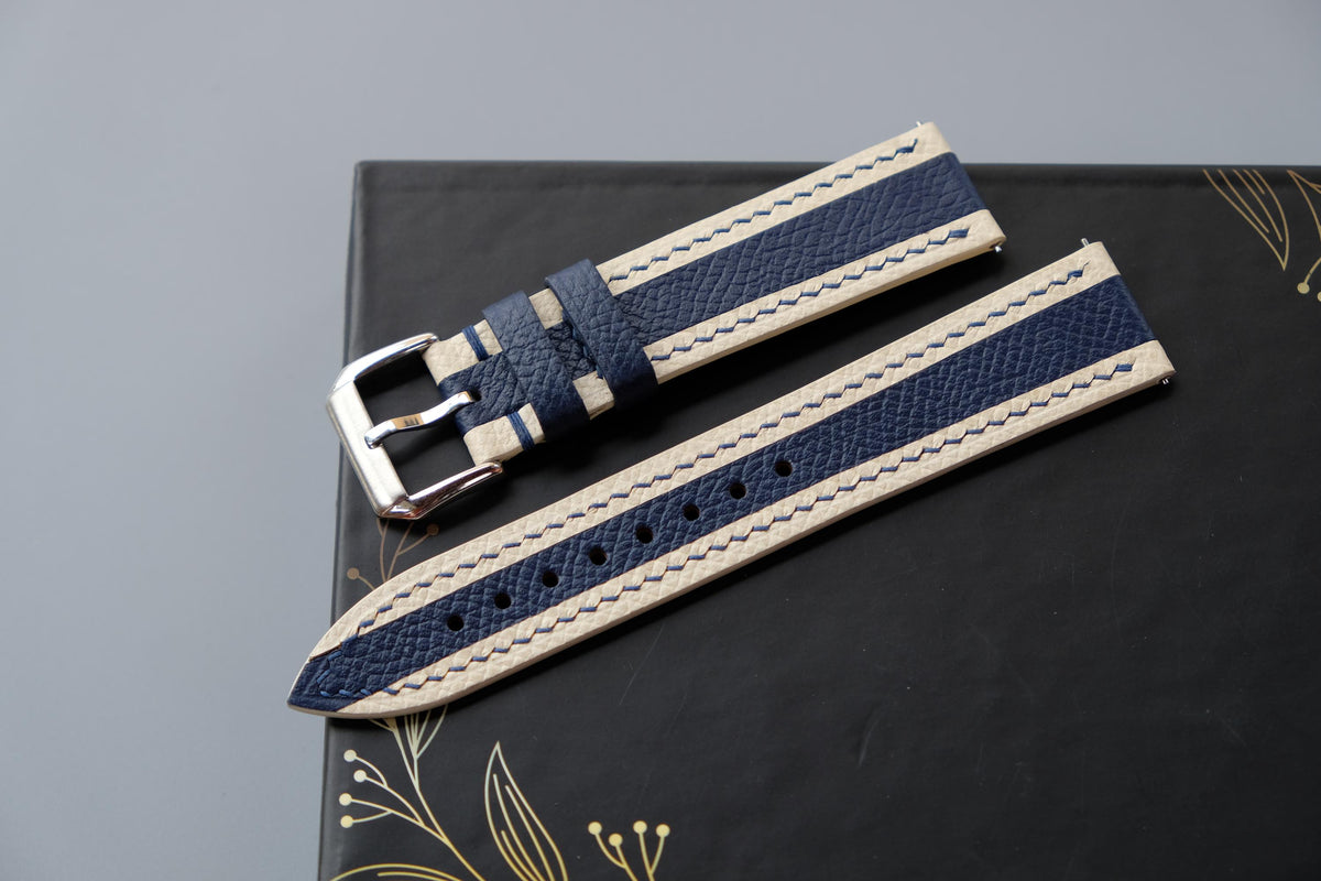white & navy epsom leather watch strap – photo 4