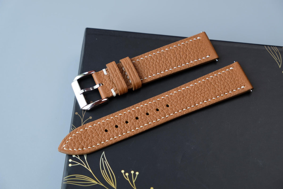 gold togo leather watch strap – photo 4
