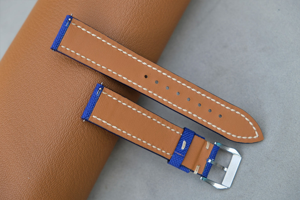 blue canvas leather watch strap – photo 4