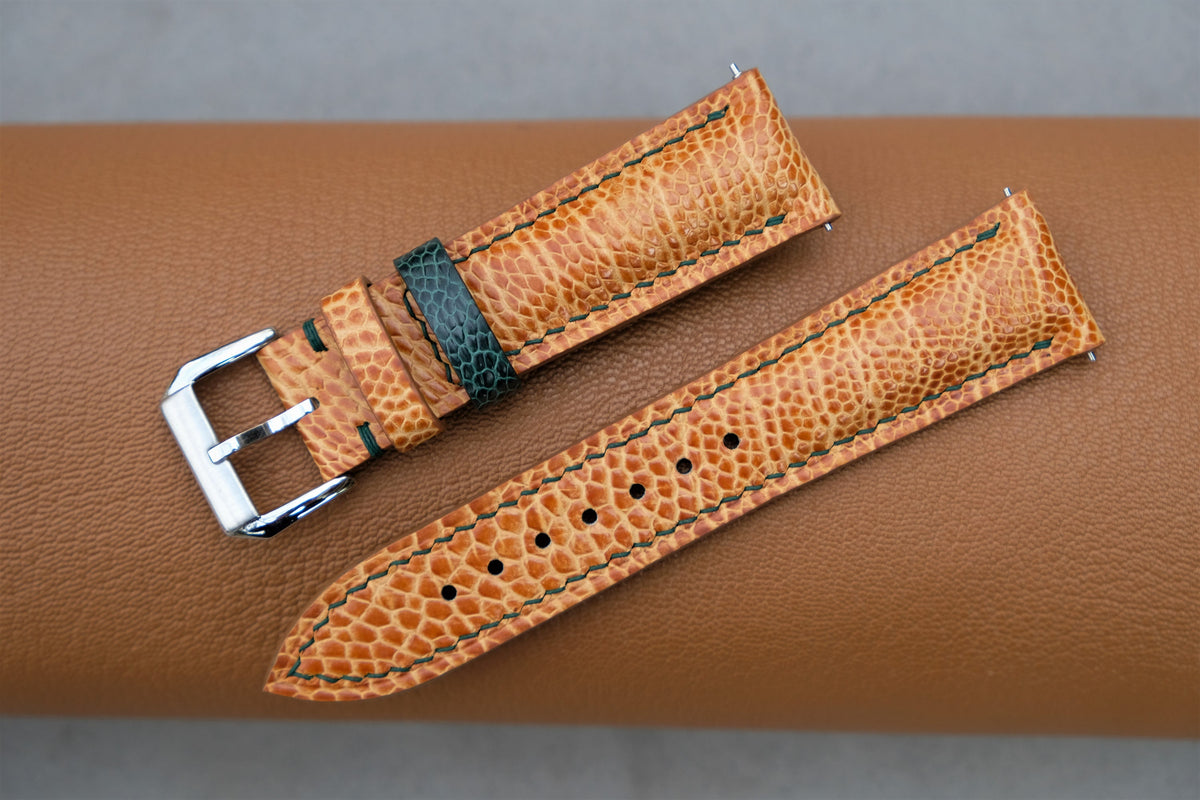 gold ostrich leather watch strap – photo 4