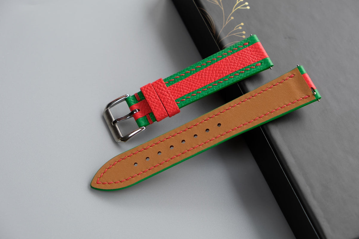 green & red epsom leather watch strap – photo 4