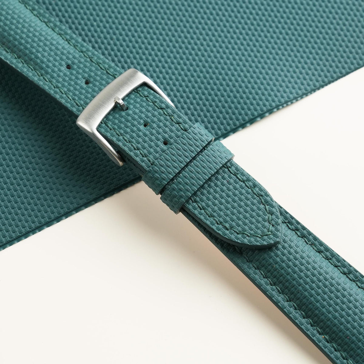 aqua green sailcloth rubber leather watch strap – photo 4