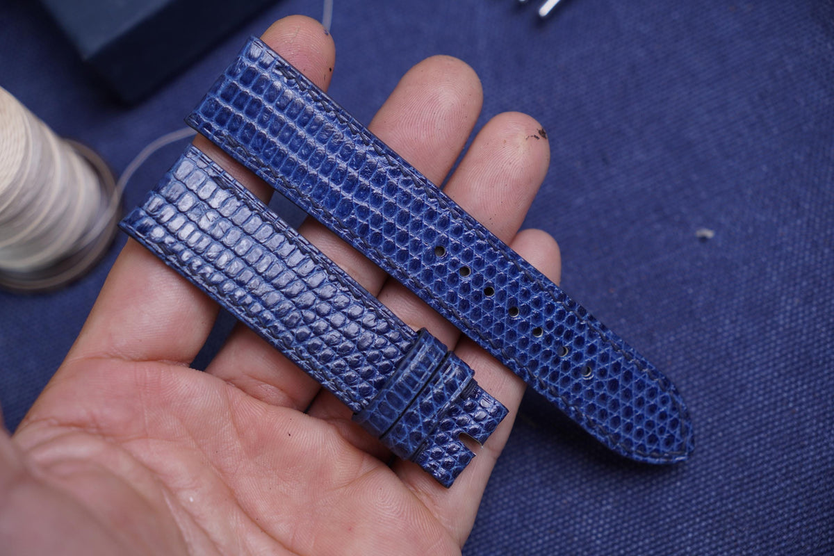 blue navy lizard leather watch strap – photo 4