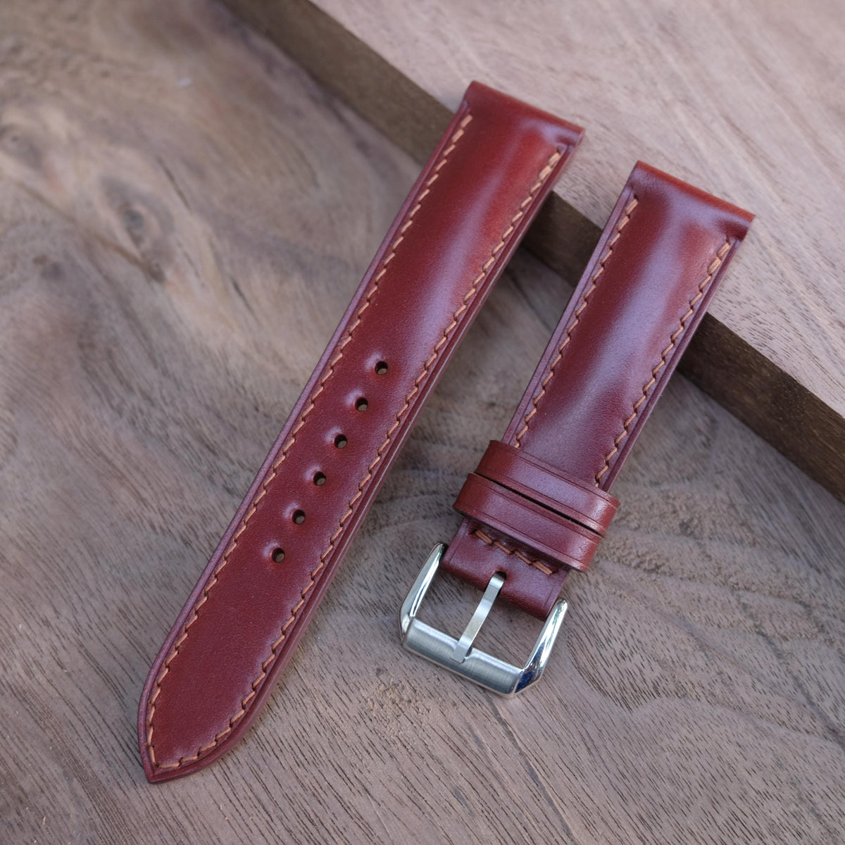 brown shell cordovan leather watch strap – photo 4