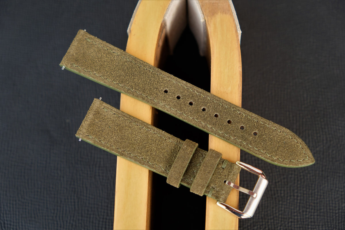 olive suede leather watch strap – photo 4