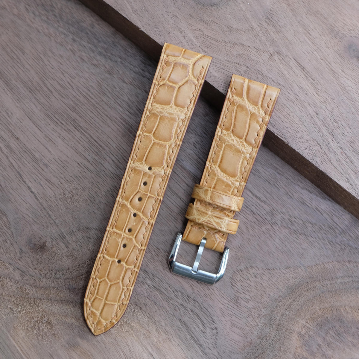 brown gold alligator leather watch strap – photo 4